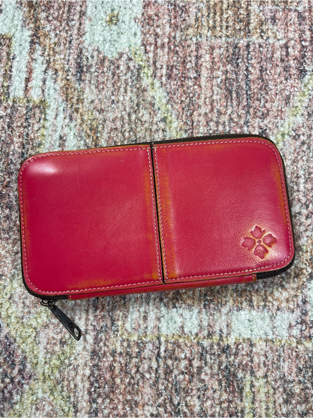 Patricia Nash Red Leather Zip Wallet Organizer